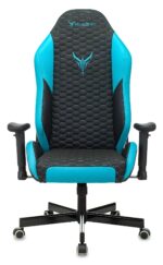 Кресло Knight Neon черный/голубой, экокожа, 120 кг, механизм качания 23