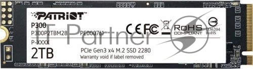 Накопитель SSD Patriot P300, 2Tb, PCIe 3.0 x4, M.2 2280, NVMe, R/W 2100/1650