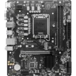 Материнская плата MSI PRO B760M-E DDR4, LGA 1700, Intel B760, 2xDDR4, 4xSATA, 1xM.2, 1xPCIe 4.0 x16, 1xPCIe 4.0 x1, 1xHDMI, 1xVGA, 1x1Gb LAN, 2xUSB-A 3.2 Gen 1, 4xUSB-A 2.0, 3x3.5 мм, 7.1, mATX 13