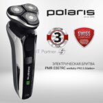 Электробритва PMR 0307RС wet&dry PRO 5 blades+ электрическая (Polaris), черный/хром 8
