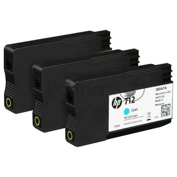 Картридж струйный HP 712 3ED77A голубой x3упак. (29мл) для HP DJ Т230/630