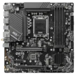 Материнская плата MSI PRO B760M-A WIFI, LGA 1700, Intel B760, 4xDDR5, 4xSATA, 2xM.2, 1xPCI-E 4.0 x16, 1xPCI-E 4.0 x4, 2xHDMI, 2xDP, 1x2.5Gb LAN, 2xUSB-A 2.0, 2xUSB 3.2 Gen 1, 2xUSB 3.2 Gen 2, 3x3.5 мм, 7.1, Micro-ATX