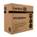 Компьютерный корпус Miditower ExeGate EVO-8243-EVO800 (ATX, БП EVO800RGb с вент. 12 см, 2хUSB+1хUSB 3.0, черный, 3 вент. с RGb подсветкой, боковая панель - закаленное стекло) 27
