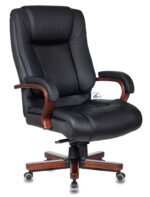 Кресло Бюрократ T-9925WALNUT/BLACK черный, кожа 23
