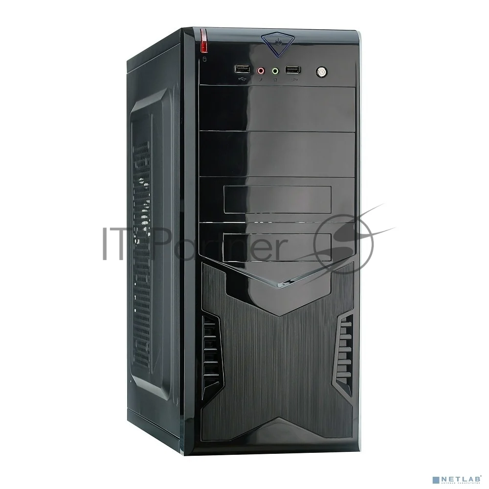 Компьютерный корпус Miditower ExeGate CP-604 Black, ATX, (без БП), 2хUSB, Audio