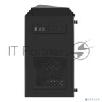 Компьютерный корпус Minitower ExeGate EX294384RUS Mistery R2 (mATX, без БП, 2*USB+1*USB 3.0, аудио, черный, 1 вент. 12см с RGb подсветкой и полоса на передней панели, боковая панель - закаленное стекло) 12