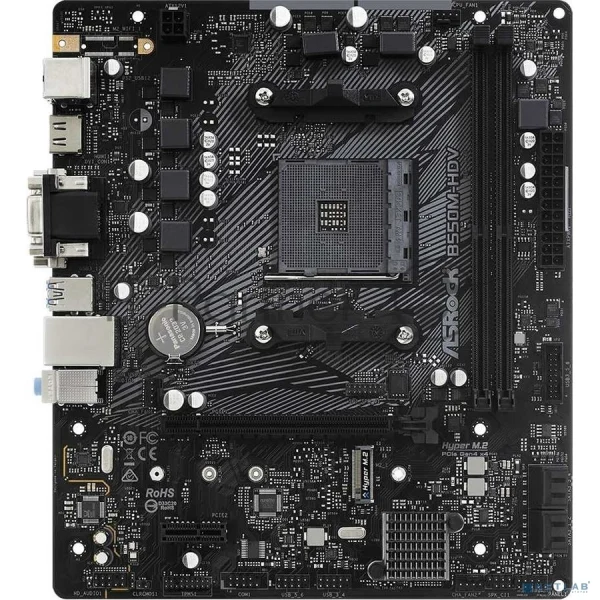 Материнская плата ASRock B550M-HDV, AM4, AMD B550, 2xDDR4, 4xSATA, 1xM.2, 1xPCIe 4.0 x16, 1xDVI-D, 1xHDMI, 1xVGA, 1x 1Gb LAN, 3x3.5 мм, 7.1, mATX 1