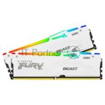 Оперативная память Kingston Fury Beast, DDR5, 32Gb (2x16Gb), 5600MHz, CL40, DIMM, с радиаторами, RGB, белый 7