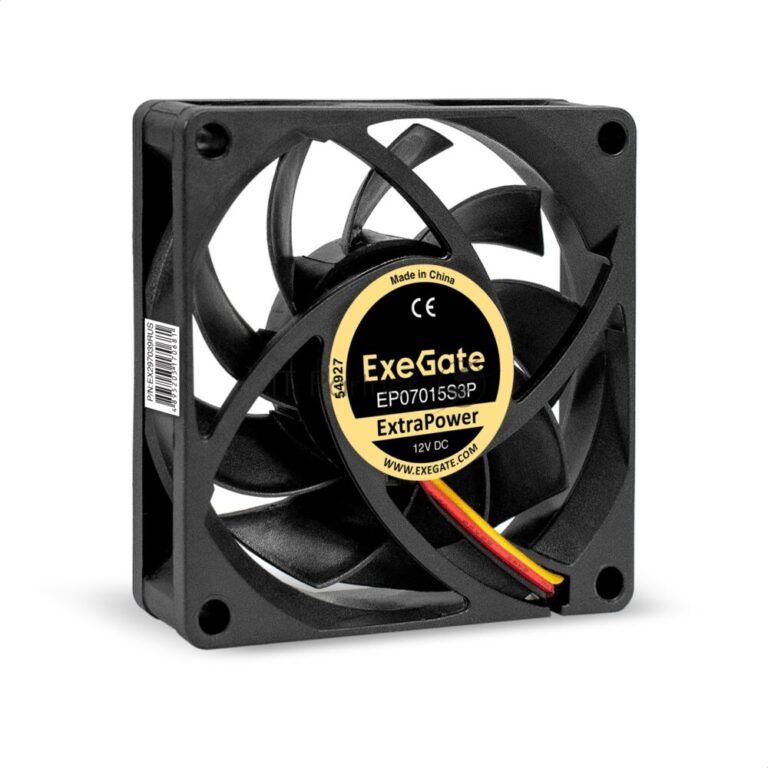 Вентилятор для корпуса ExeGate ExtraPower EP07015S3P черный, 70 мм, 3000 об/мин, 27 дБ, 3 pin 1