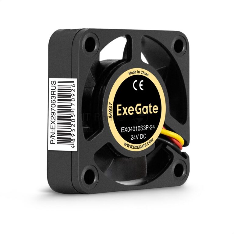 Вентилятор для корпуса ExeGate EX04010S3P-24 черный, 40 мм, 7500 об/мин, 37.5 дБ, 3 pin 1