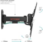 Кронштейн Arm media MARS-7 черный, 15 шт/уп. Кр. стал. настенный для TV 20"-43", max 25 кг, 5 ст св., нак. +5°-15°, пов. ±60° от ст. 66-198 мм. max VESA 200x200 мм. 15