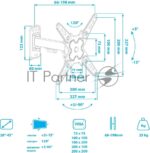 Кронштейн Arm media MARS-7 черный, 15 шт/уп. Кр. стал. настенный для TV 20"-43", max 25 кг, 5 ст св., нак. +5°-15°, пов. ±60° от ст. 66-198 мм. max VESA 200x200 мм. 19