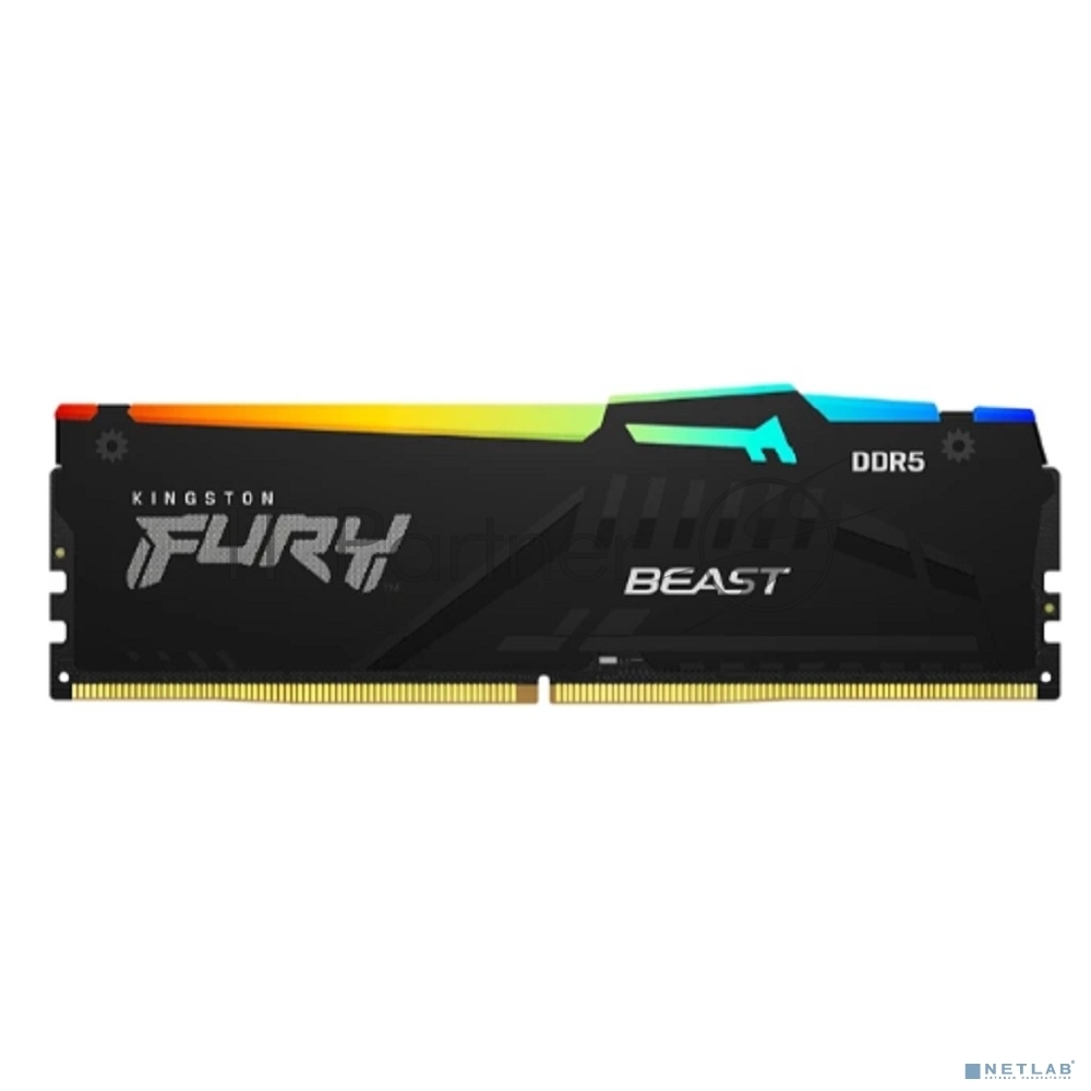 Оперативная память Kingston Fury Beast, DDR5, 32Gb (2x16Gb), 6000MHz, CL36, DIMM, с радиаторами, RGB, черный