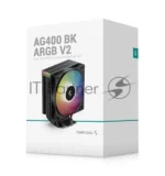 Кулер для процессора DEEPCOOL AG400 BK ARGb V2 черный 120мм алюминий+медь 2100rpm 31.6db 4-pin 220W 154мм 14