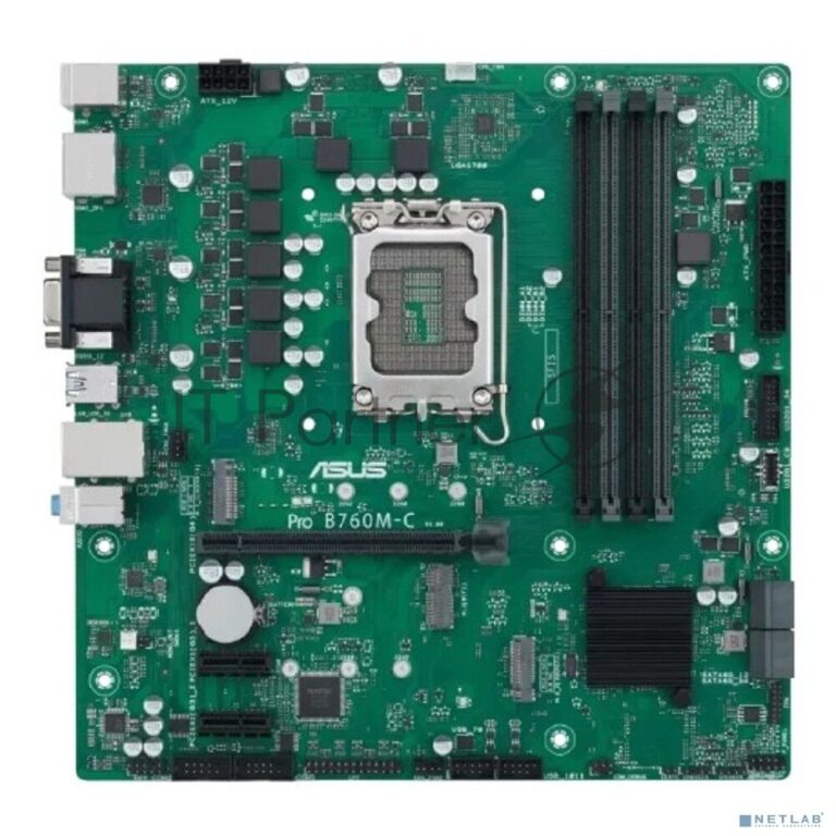 Материнская плата ASUS Pro B760M-C-CSM, LGA 1700, Intel B760, 4xDDR5, 4xSATA, 2xM.2, 1xPCI-E 4.0 x16, 2xPCI-E x1, 1x 1Gb LAN, 2xUSB-A 2.0, 2xUSB-A 3.2 Gen 1, 1xHDMI, 1xVGA, 2xDP, 3x3.5 мм, 7.1, Micro-ATX 1
