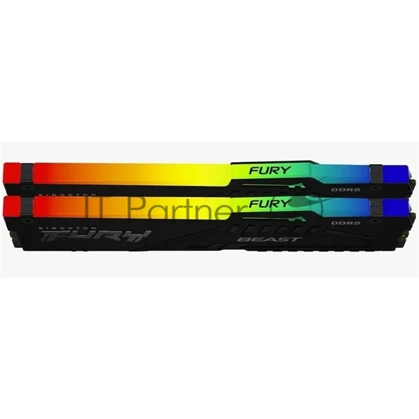 Оперативная память Kingston Fury Beast, DDR5, 32Gb (2x16Gb), 5600MHz, CL40, DIMM, с радиаторами, RGB, черный