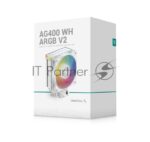 Кулер для процессора DEEPCOOL AG400 WH ARGb V2 белый 120мм алюминий+медь 2100rpm 31.6db 4-pin 220W 152мм 11
