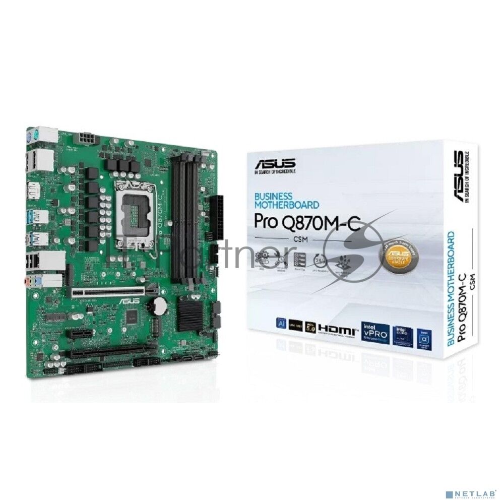 Материнская плата ASUS Pro Q870M-C-CSM, LGA1851, Intel Q870, 4xDDR5, 4xSATA, 2xM.2, 1xPCIe 5.0 x16, 1xPCIe 4.0 x4, 1xPCIe 4.0 x1, 2xDP, 1xHDMI, 1xPS/2, 1x1Gb LAN, 3xUSB-A 10Gbps, 1xUSB-A 5Gbps, 2xUSB-A 2.0, 3x3.5 мм, 7.1, mATX 1 Материнская плата ASUS Pro Q870M-C-CSM, LGA1851, Intel Q870, 4xDDR5, 4xSATA, 2xM.2, 1xPCIe 5.0 x16, 1xPCIe 4.0 x4, 1xPCIe 4.0 x1, 2xDP, 1xHDMI, 1xPS/2, 1x1Gb LAN, 3xUSB-A 10Gbps, 1xUSB-A 5Gbps, 2xUSB-A 2.0, 3x3.5 мм, 7.1, mATX 1