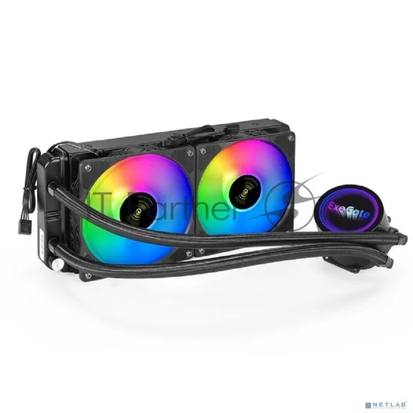 Система жидкостного охлаждения ExeGate BlackWater-240V2.PWM.RGb черный, 120 мм, алюминий, 2000 об/мин, 22 дБ, 4 pin, 220 Вт 1