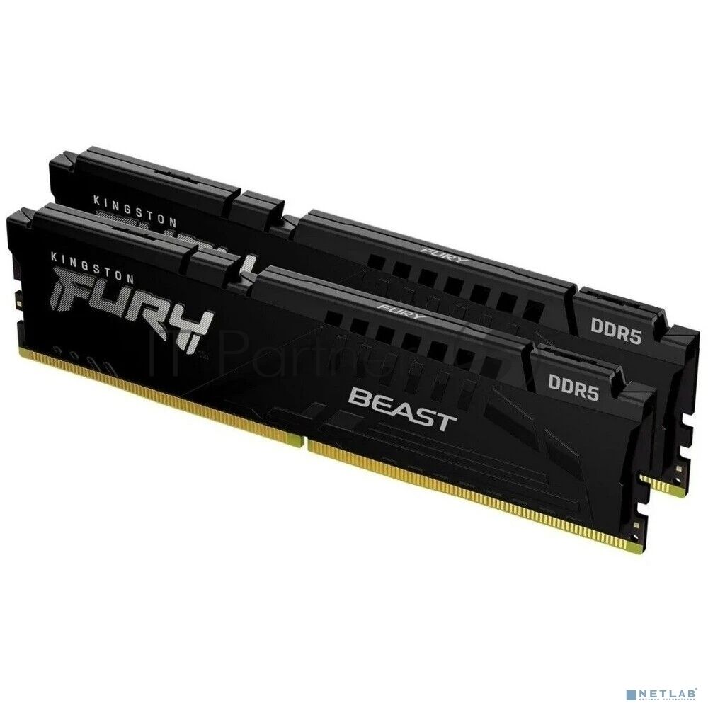 Оперативная память Kingston Fury Beast, DDR5, 64GB (2x32GB), 5600 MHz, CL40, с радиатором, чёрный 1 Оперативная память Kingston Fury Beast, DDR5, 64GB (2x32GB), 5600 MHz, CL40, с радиатором, чёрный 1