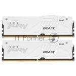 Оперативная память Kingston Fury Beast, DDR5, 32Gb (2x16 Gb), 5600 MHz, CL36, DIMM, радиатор, белый 2