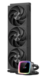 Система охлаждения Water Cooling System PCCooler DE360 MAX BK (300W, 360мм, Black, ARGB Pump, Fans: 3x120мм, 66CFM, 34.3dBA, 2200RPM/Pump height 54мм, 15dBA, 2600RPM, Rad thickness 27мм/S: 1851, 1700, 1200, 115X, AM5, AM4, AM3) 10