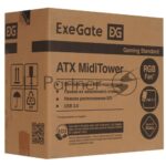 Компьютерный корпус Miditower ExeGate EVO-8243-EVO800 (ATX, БП EVO800RGb с вент. 12 см, 2хUSB+1хUSB 3.0, черный, 3 вент. с RGb подсветкой, боковая панель - закаленное стекло) 11