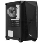 Компьютерный корпус Minitower ExeGate EX294384RUS Mistery R2 (mATX, без БП, 2*USB+1*USB 3.0, аудио, черный, 1 вент. 12см с RGb подсветкой и полоса на передней панели, боковая панель - закаленное стекло) 7