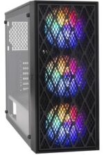 Компьютерный корпус Miditower ExeGate EVO-8243-NPX500 (ATX, БП 500NPX с вент 12 см, 2хUSB+1хUSB 3.0, черный, 3 вент. с RGb подсветкой, боковая панель - закаленное стекло) 9