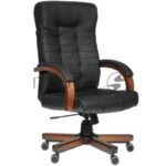 Кресло Бюрократ KB-10WALNUT/B/LEATH черный, кожа 8