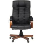 Кресло Бюрократ KB-10WALNUT/B/LEATH черный, кожа 9
