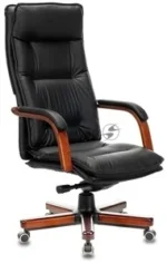 Кресло Бюрократ T-9927WALNUT/BLACK черный, кожа 7