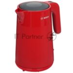 Электрочайник Bosch TWK2M164 красный, 1.7 л, 2400 Вт, скрытый нагревательный элемент 14