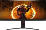 Монитор 34" AOC CU34G4 VA 3440x1440, 180 Гц, 0.5 мс, 21:9, 300 кд/м², HDMI 2.0, DP 1.4, 3.5 Jack, HDR10, FreeSync Premium, Adaptive-Sync, изогнутый экран (1500R), черный/красный 13