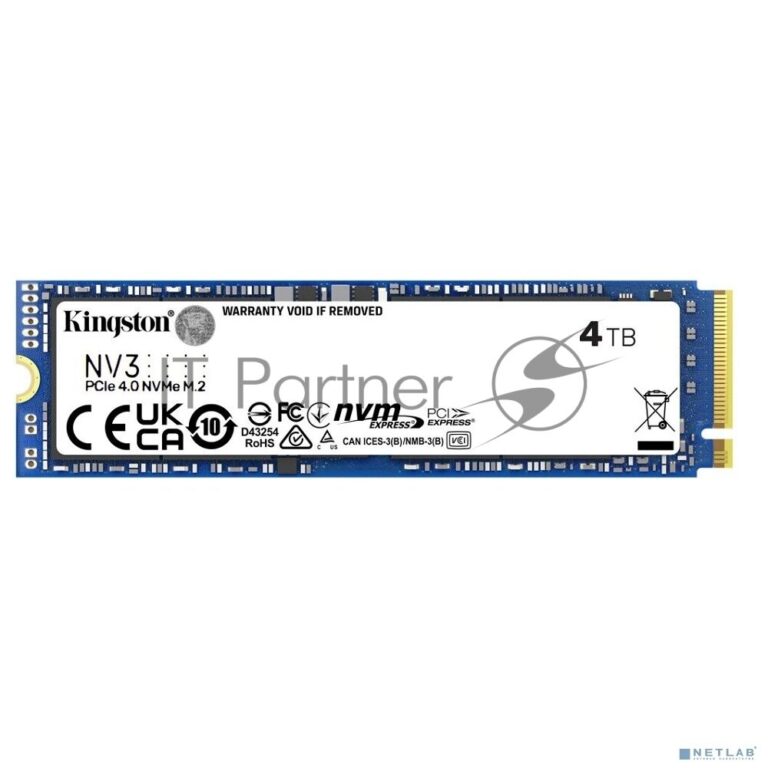 Накопитель SSD Kingston NV3, 4000Gb, M.2 2280, PCIe 4.0 x4, NVMe, R/W 6000/5000 1