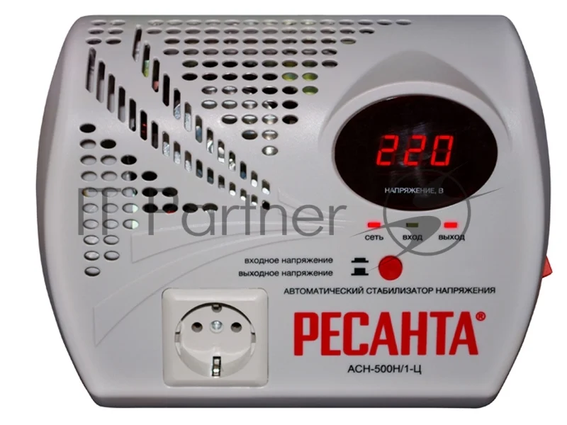 Стабилизатор напряжения Ресанта АСН- 500 Н/1-Ц 63/6/9 Стабилизатор 220В±8%, Габариты 260х200х110, Вес 2,6кг 1
