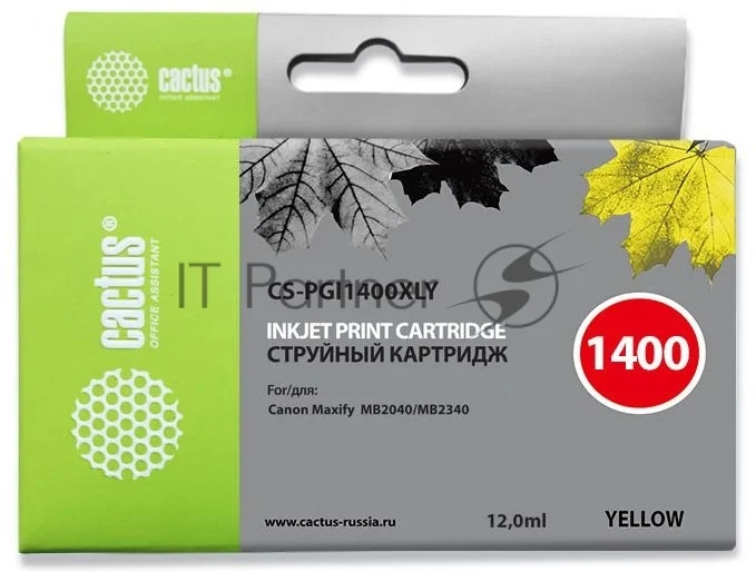 Картридж струйный Cactus CS-PGI1400XLY желтый (12 мл) для HP Canon MB2050/MB2350/MB2040/MB2340 1
