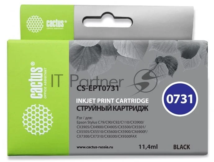 Картридж струйный Cactus CS-EPT0731 черный (11,4 мл) для Epson Stylus С79/C110/СХ3900/CX4900/CX5900/CX7300/CX8300/CX9300 1