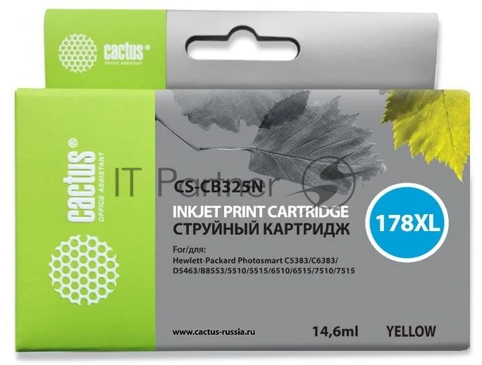 Картридж струйный Cactus CS-CB325N №178XL желтый (14.6 мл.) для HP PhotoSmart B8553/C5383/C6383/D5463 1