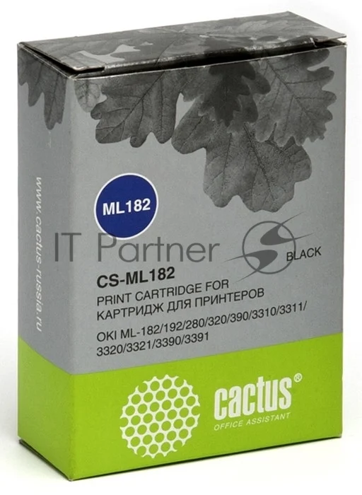 Картридж матричный Cactus CS-ML182 черный, 8мм, 1.6м, 2 400 000 знаков, для OKI ML-182/192/280/320/390 1
