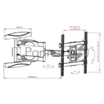 Кронштейн для телевизора Kromax ATLANTIS-60 черный 22"-65" макс.40кг настенный поворотно-выдвижной и наклонный 3