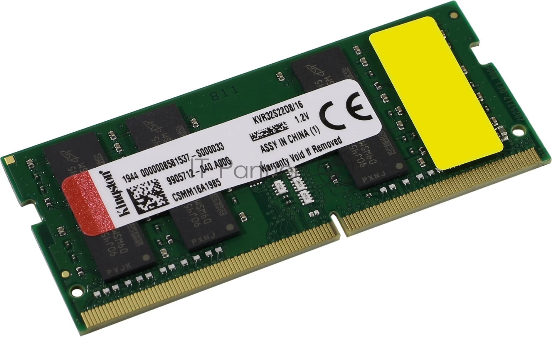 Оперативная память Kingston ValueRAM, DDR4, 16GB (1x16GB), 3200MHz, CL22, SO-DIMM 1