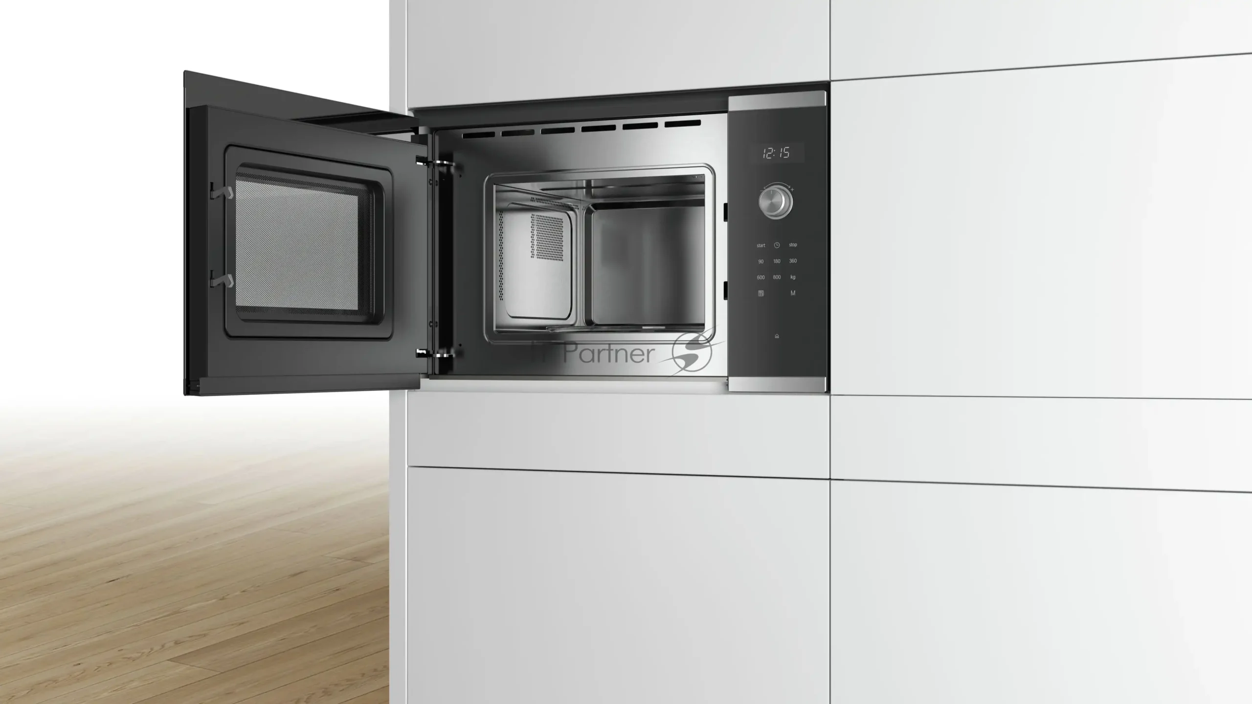 Встраиваемая микроволновая печь Bosch BFL524MS0 нержавеющая сталь, 20 л, 800 Вт, переключатели - поворотный механизм/сенсор 1