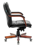 Кресло руководителя Бюрократ T-9927WALNUT-LOW/BL черный, кожа, низкая спинка, крестовина дерево 7