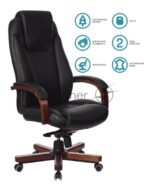 Кресло Бюрократ T-9923WALNUT/BLACK черный, кожа 11