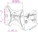 Кронштейн Kromax OPTIMA-203 черный, 15"-42", max 25 кг, настенный, VESA 200x200 мм 6