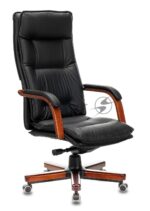 Кресло Бюрократ T-9927WALNUT/BLACK черный, кожа 10