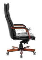 Кресло Бюрократ T-9927WALNUT/BLACK черный, кожа 12
