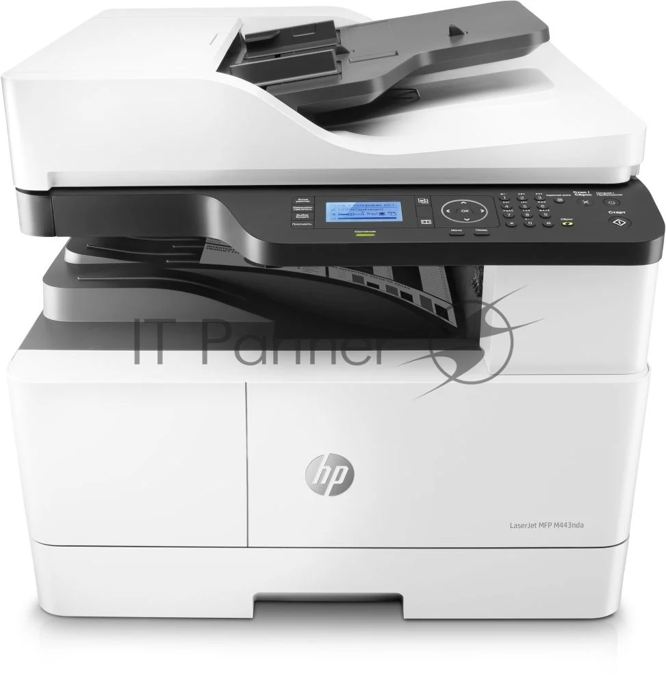 МФУ лазерное HP LaserJet MFP M443nda (8AF72A), A3, ч/б, печ. до 25 стр/мин. (А4) до 13 стр/мин. (А3), скан. до 21 стр/мин., 1200 x 1200 dpi (печать) 600x600dpi (скан.), USB, RJ-45 1