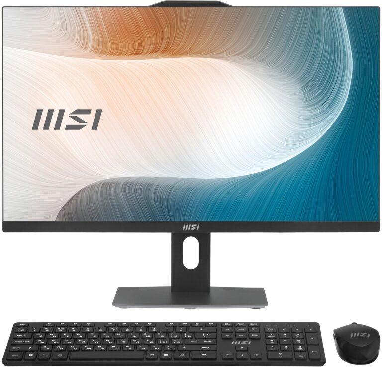 Моноблок MSI Modern AM272P 1M AiO 27" FHD (1920x1080)IPS AG Non-touch, Core i3-100U (1.2GHz), 8Gb DDR5(1x8Gb),512Gb SSD M.2,Intel UHD,WiFi,BT,camera,WirelessKB&mouse Eng/Rus,NoOS,1y w-ty,черный (9S6-AF8231-1033) 1